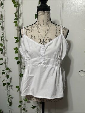 Arden B. White Sleeveless Button-Front Cami Top